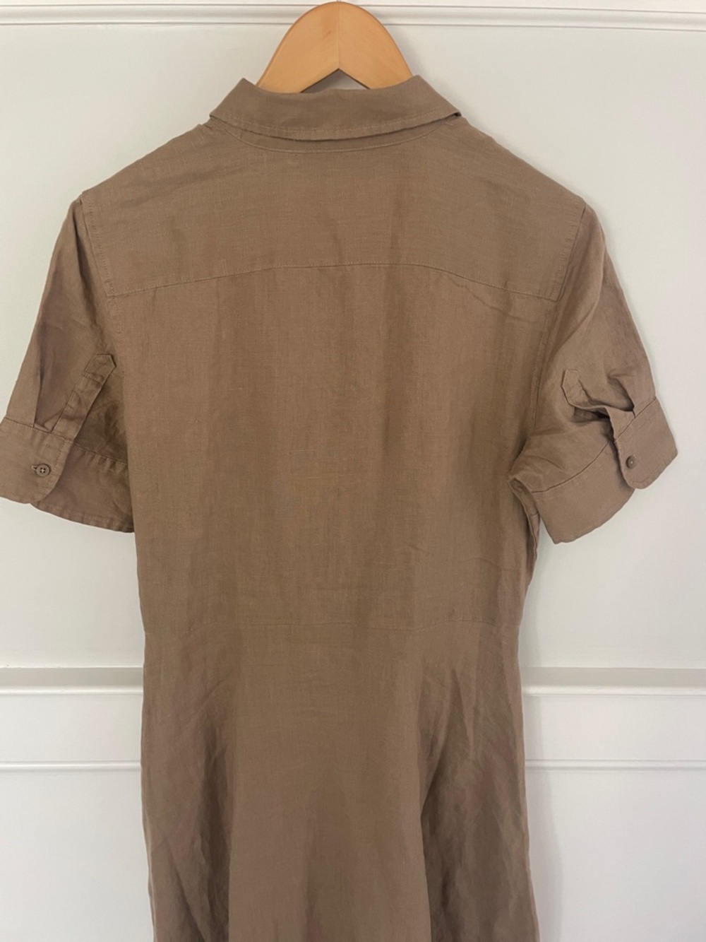 Ralph Lauren Linen Tie-Front Brown/Tan Shirt Dress - Picture 10 of 10